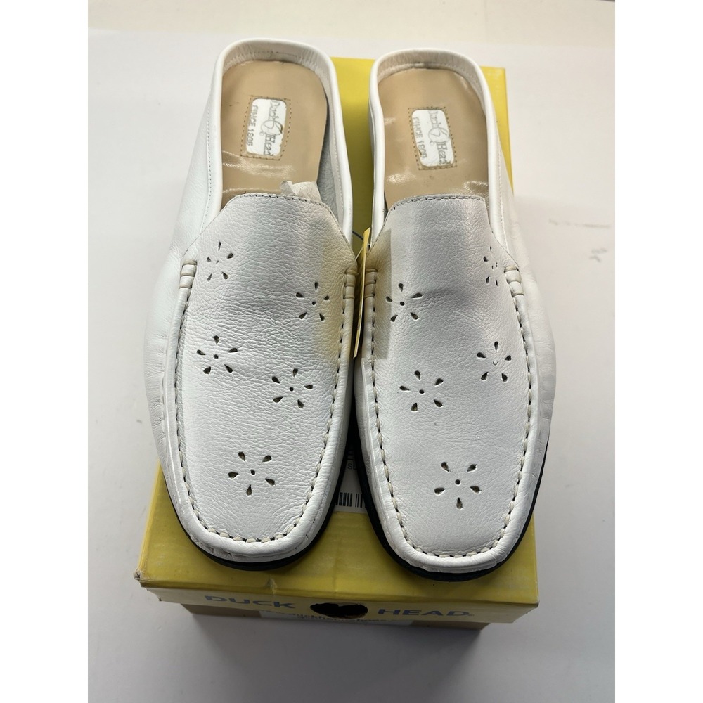 Duck Head Loafers White Size 12D Leather Flats Slip On Vintage Shoes